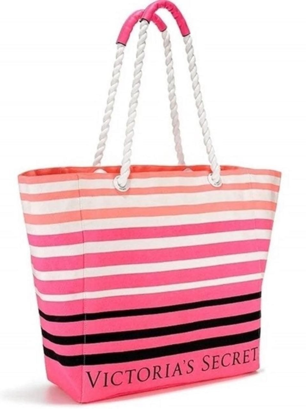 Victoria's Secret Pink and White Striped Canvas Tote